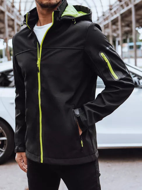 Vīriešu melna jaka ar kapuci Retro