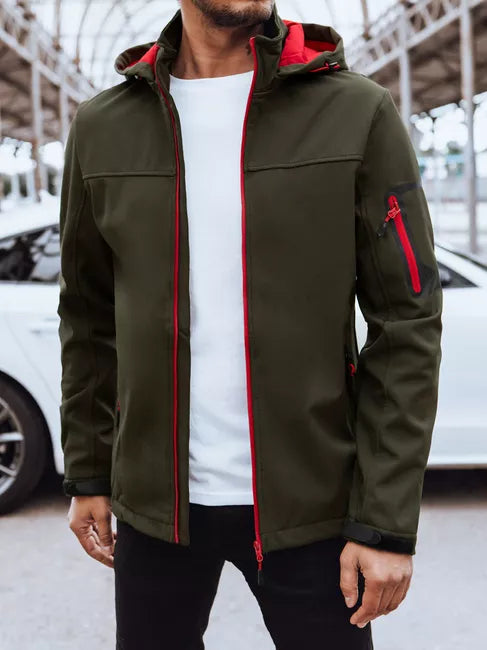 Vīriešu tumši zaļa jaka ar kapuci Retro