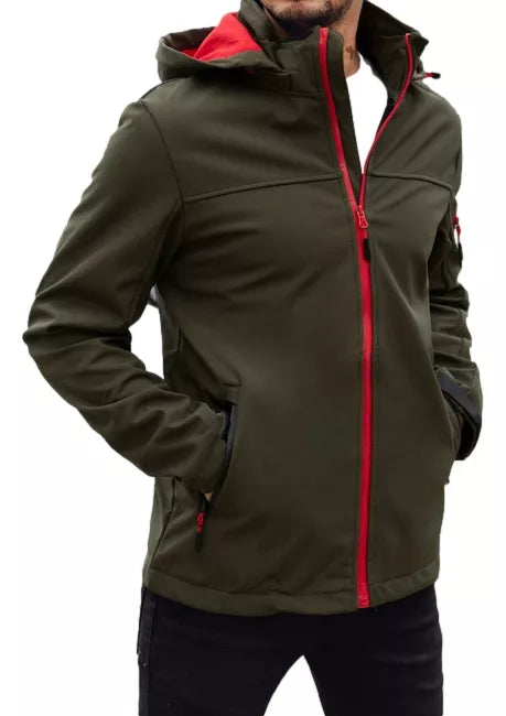 Vīriešu tumši zaļa jaka ar kapuci Retro
