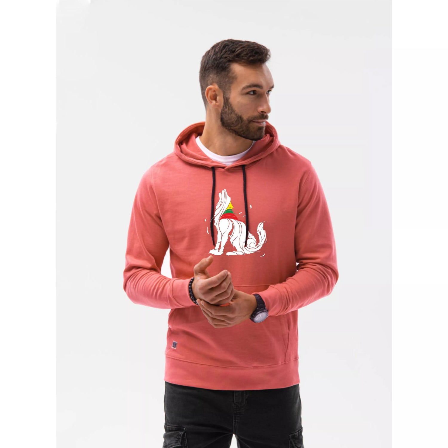 Rozā kapučjakas džemperis Vilks 