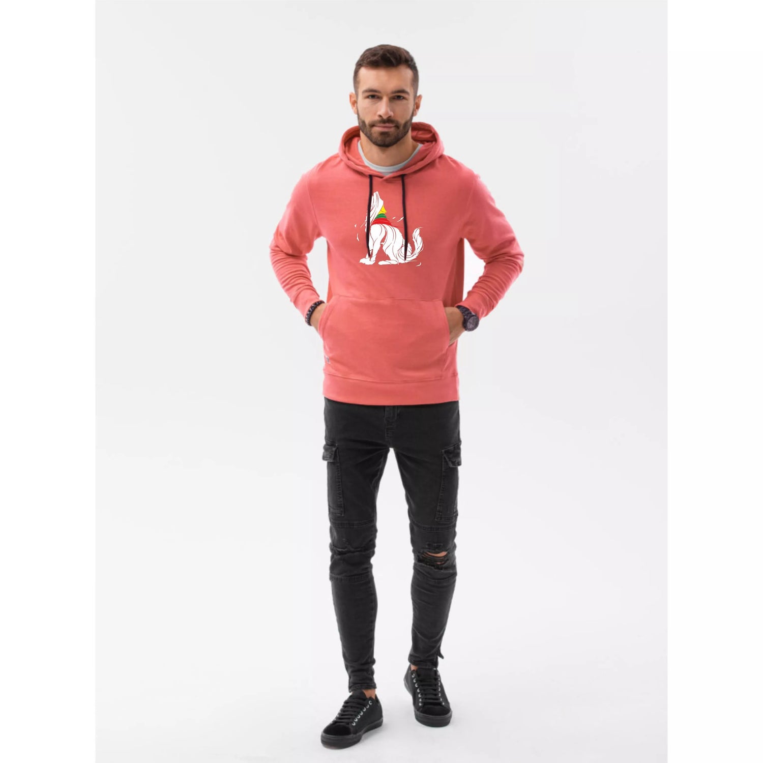 Rozā kapučjakas džemperis Vilks 