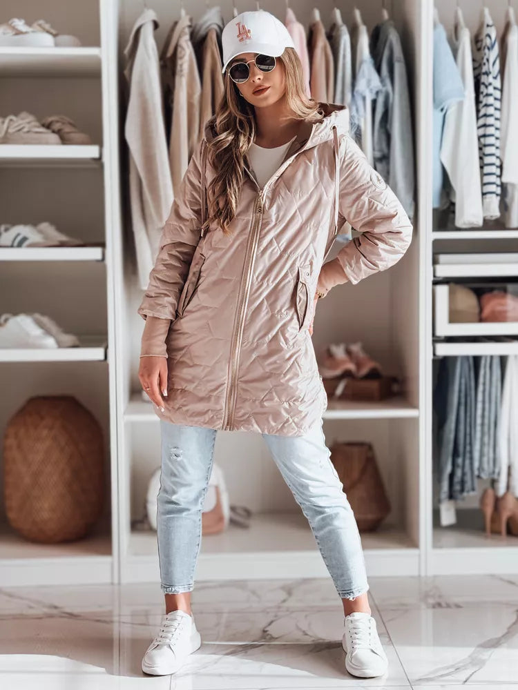 Rozā sieviešu stepēta jaka Livi