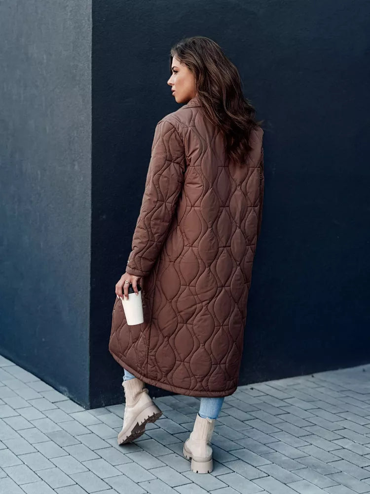 Sieviešu brūns stepēts mētelis Dify