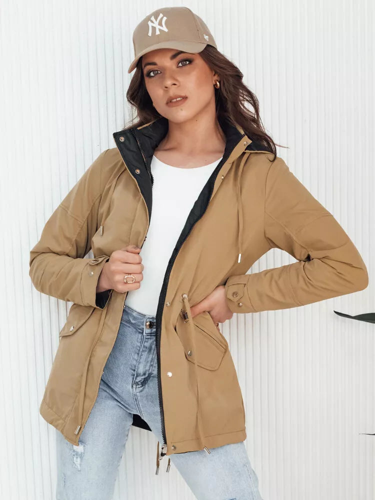 Sieviešu divpusēja brūna-melna jaka Elvina