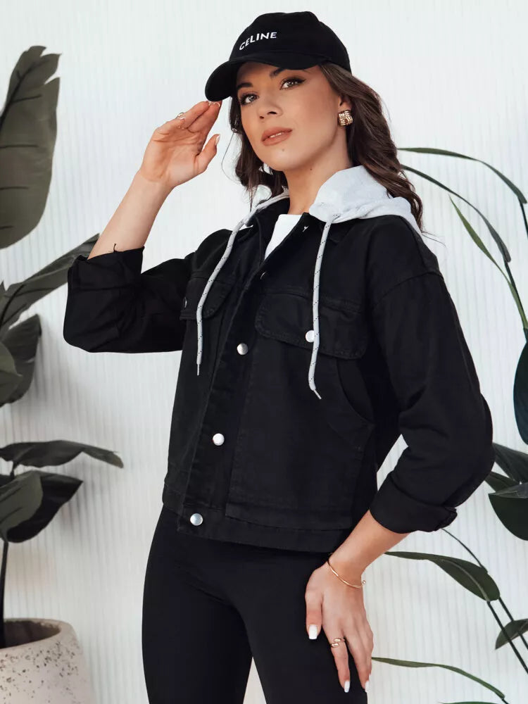 Sieviešu melna džinsa jaka Alfa