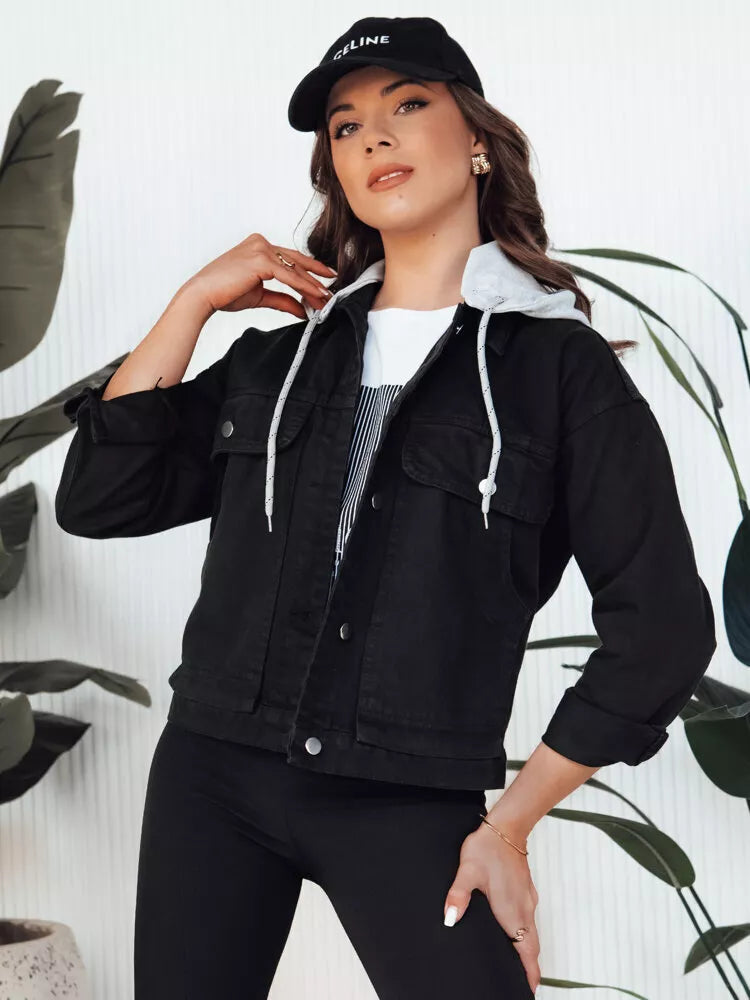 Sieviešu melna džinsa jaka Alfa