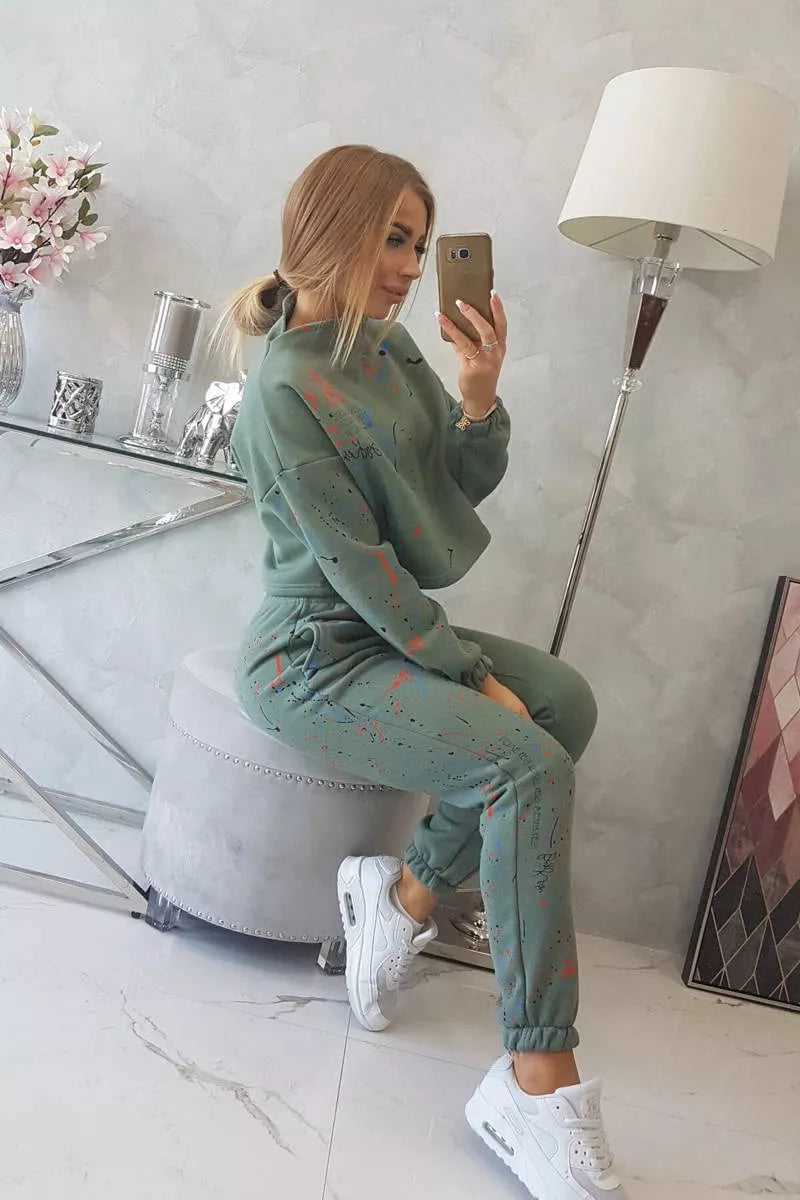 Sieviešu haki krāsas komplekts Splash.