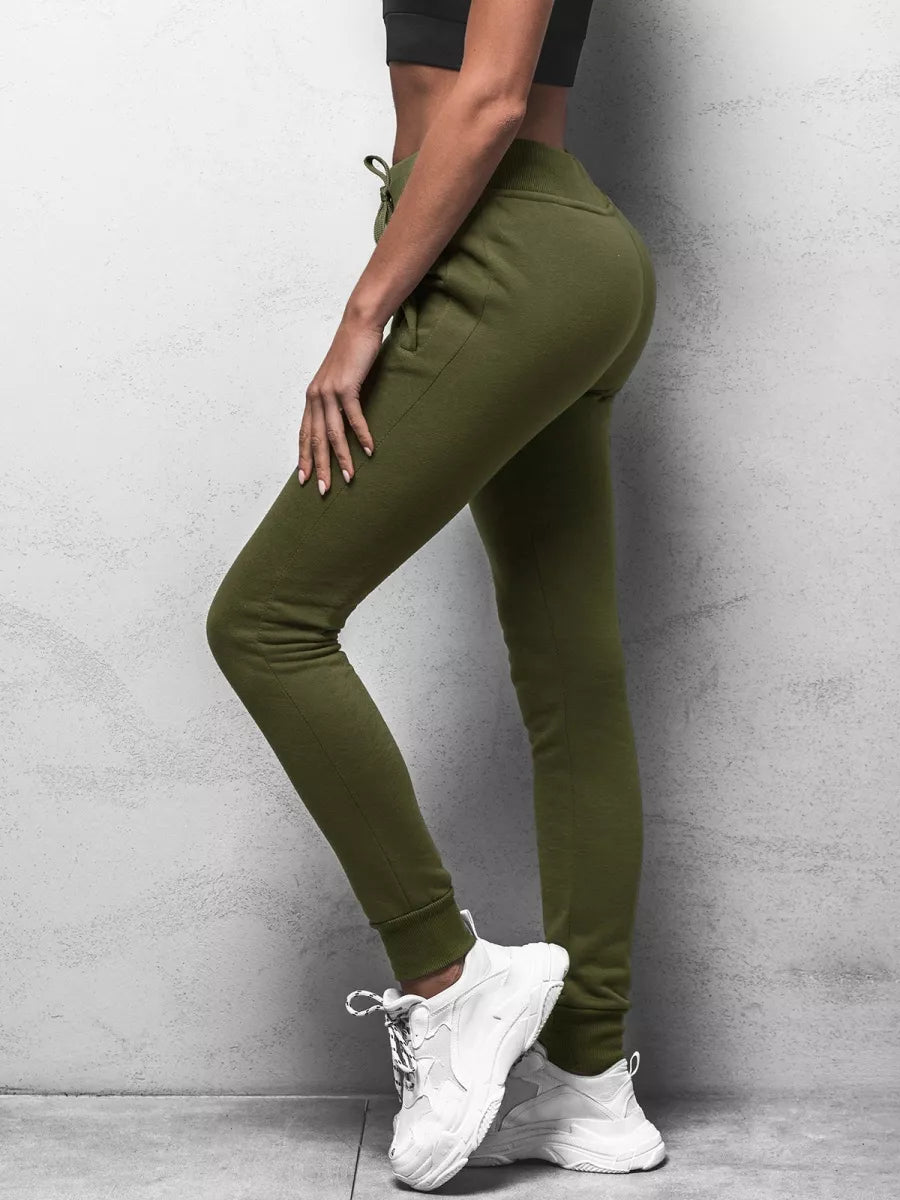 Sieviešu haki krāsas ikdienas bikses Flor