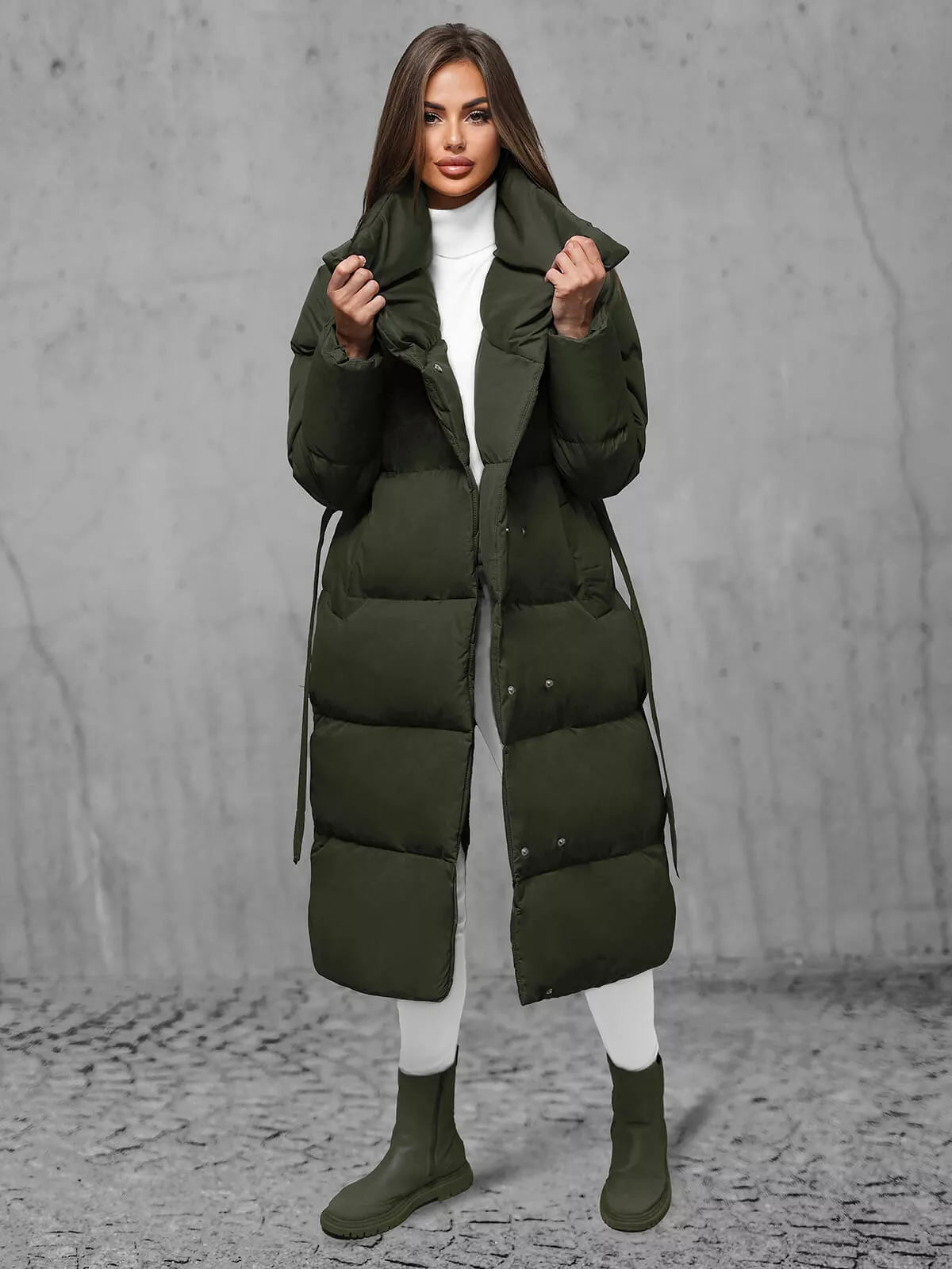 Sieviešu haki krāsas mētelis Korper