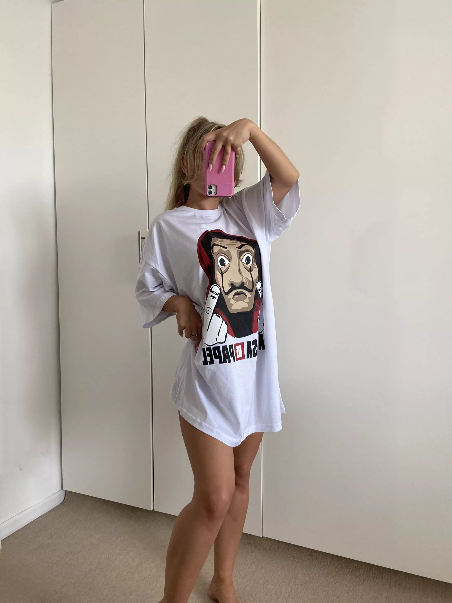 Sieviešu liela izmēra balts T-krekls "Money"