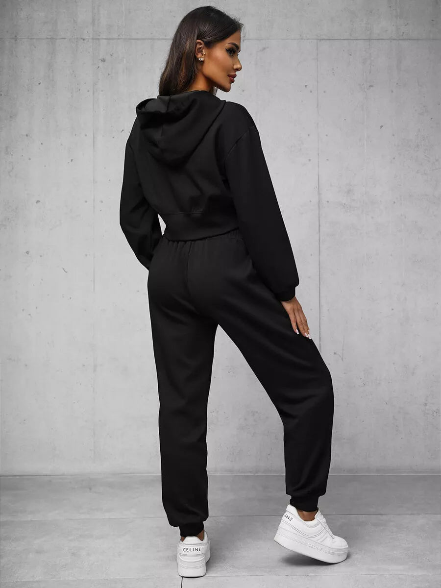 Sieviešu melns brīvā laika apģērbu komplekts Tiny.