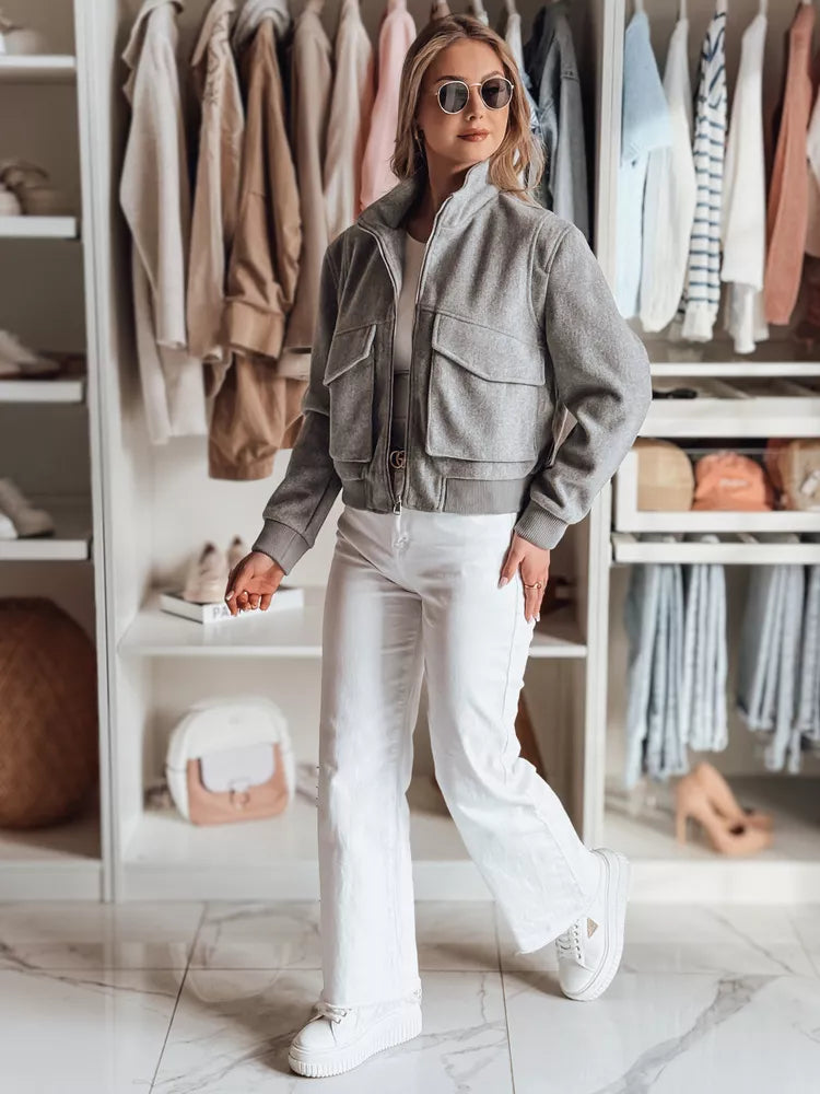 Sieviešu pelēka, liela izmēra bomberjaka Milina