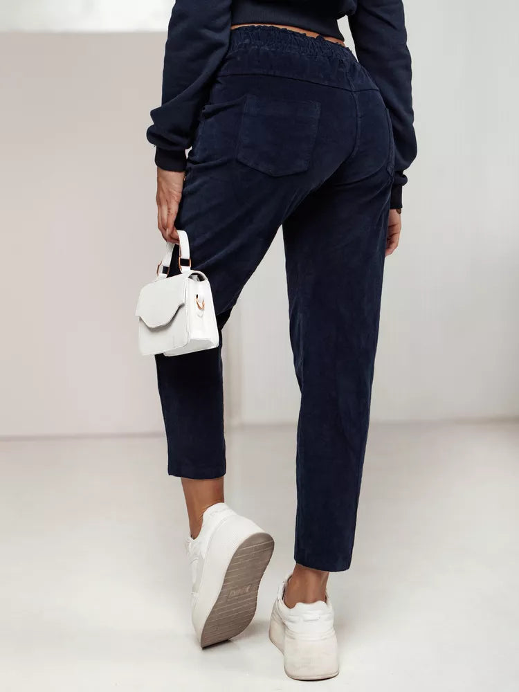 Sieviešu samta tumši zilas ikdienas bikses Velvi