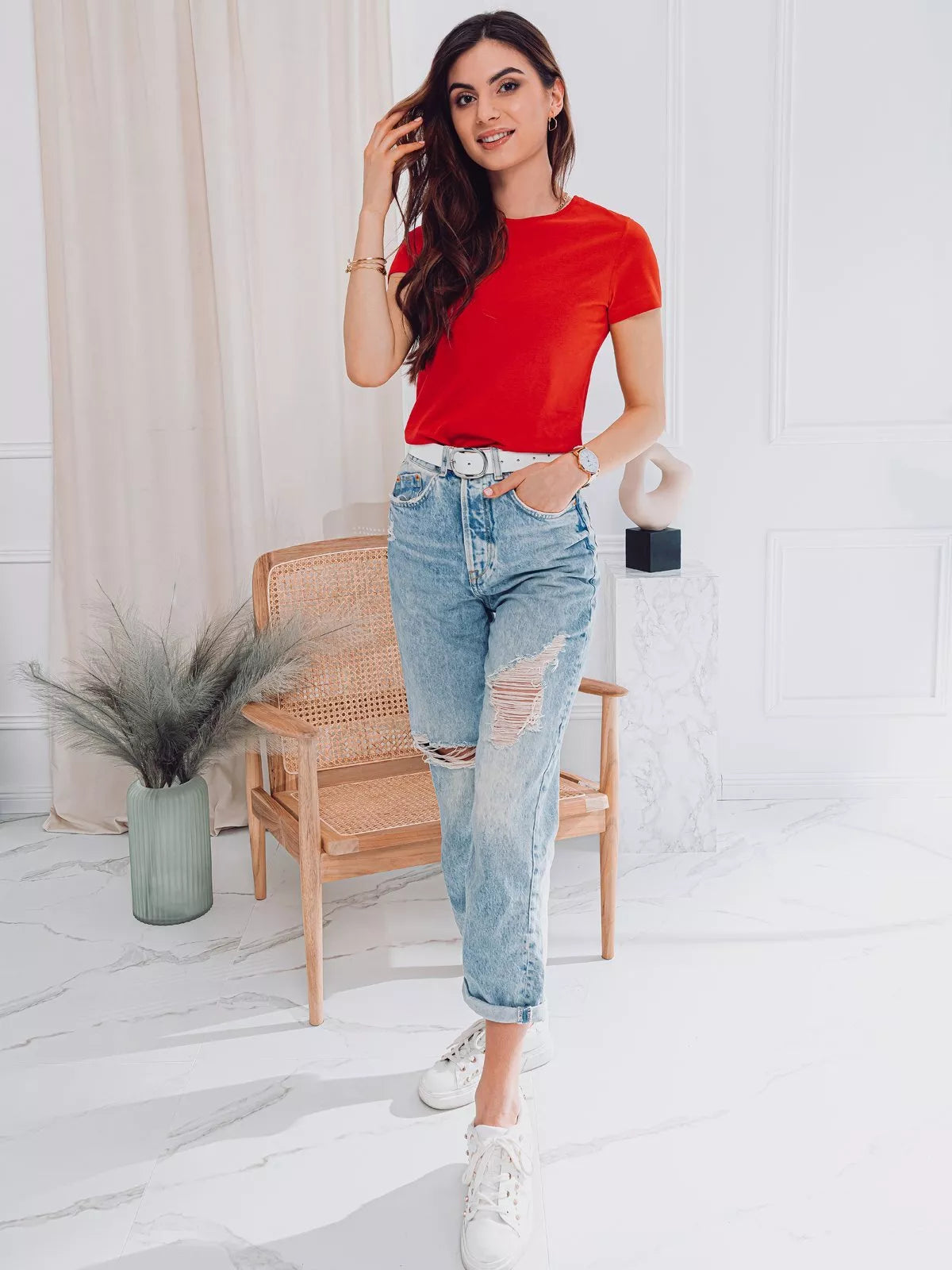 Sieviešu sarkans T-krekls Nova