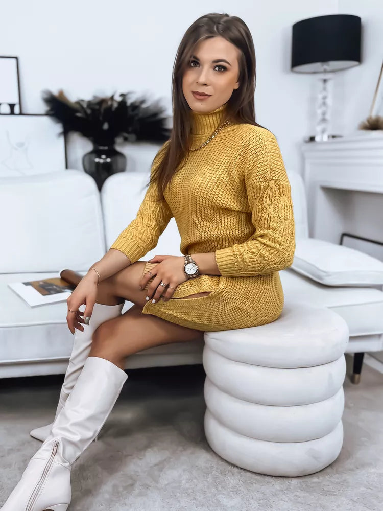 Sieviešu adīta dzeltena kleita Piron