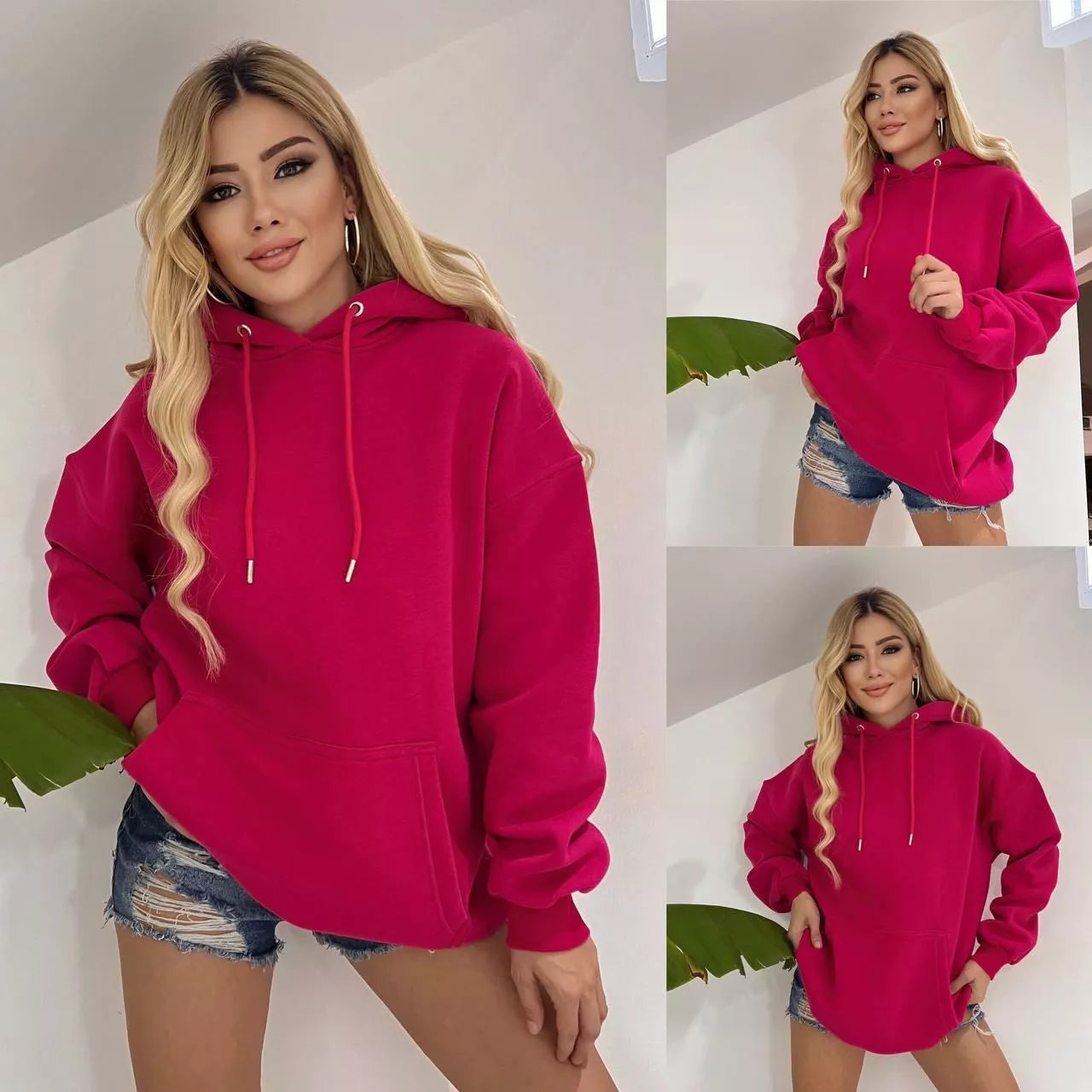 Sieviešu tumši rozā tunika ar kapuci Narol