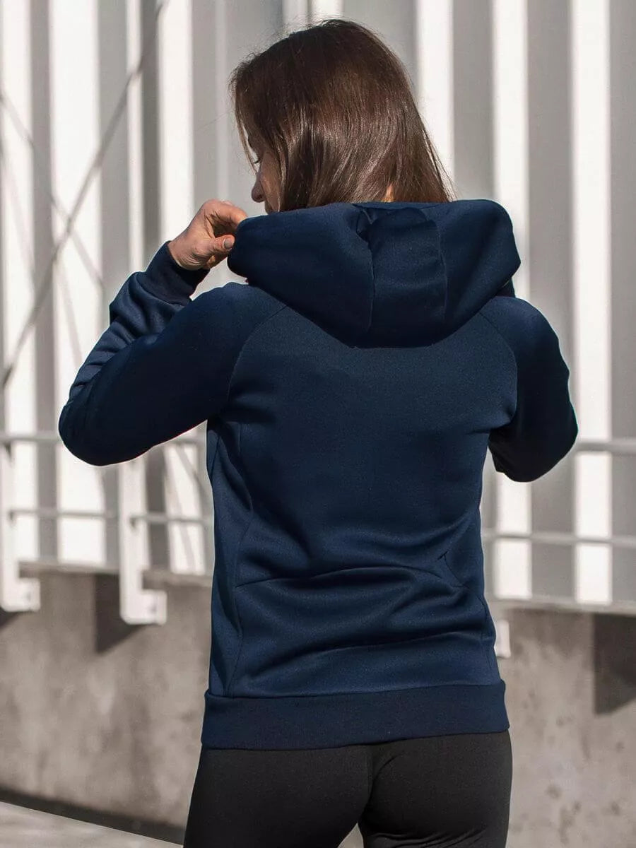 Sieviešu tumši zila jaka ar rozā detaļām Lepi