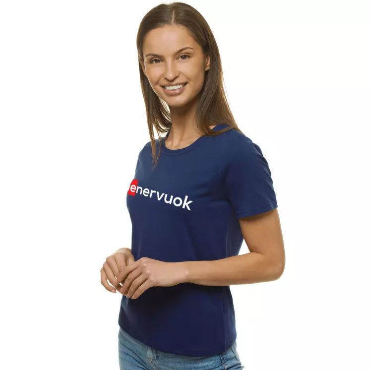 Sieviešu tumši zils T-krekls. Neuztraucieties.
