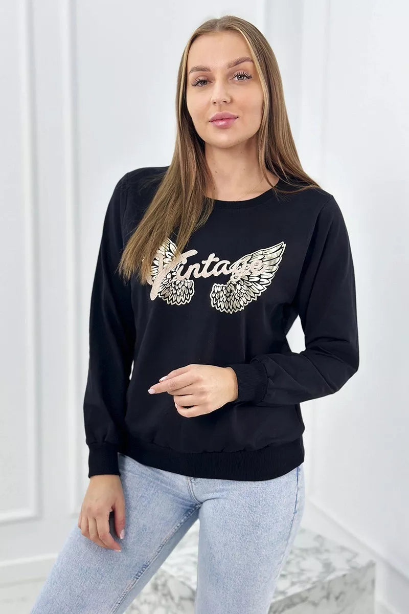 Sieviešu melns džemperis Vintage