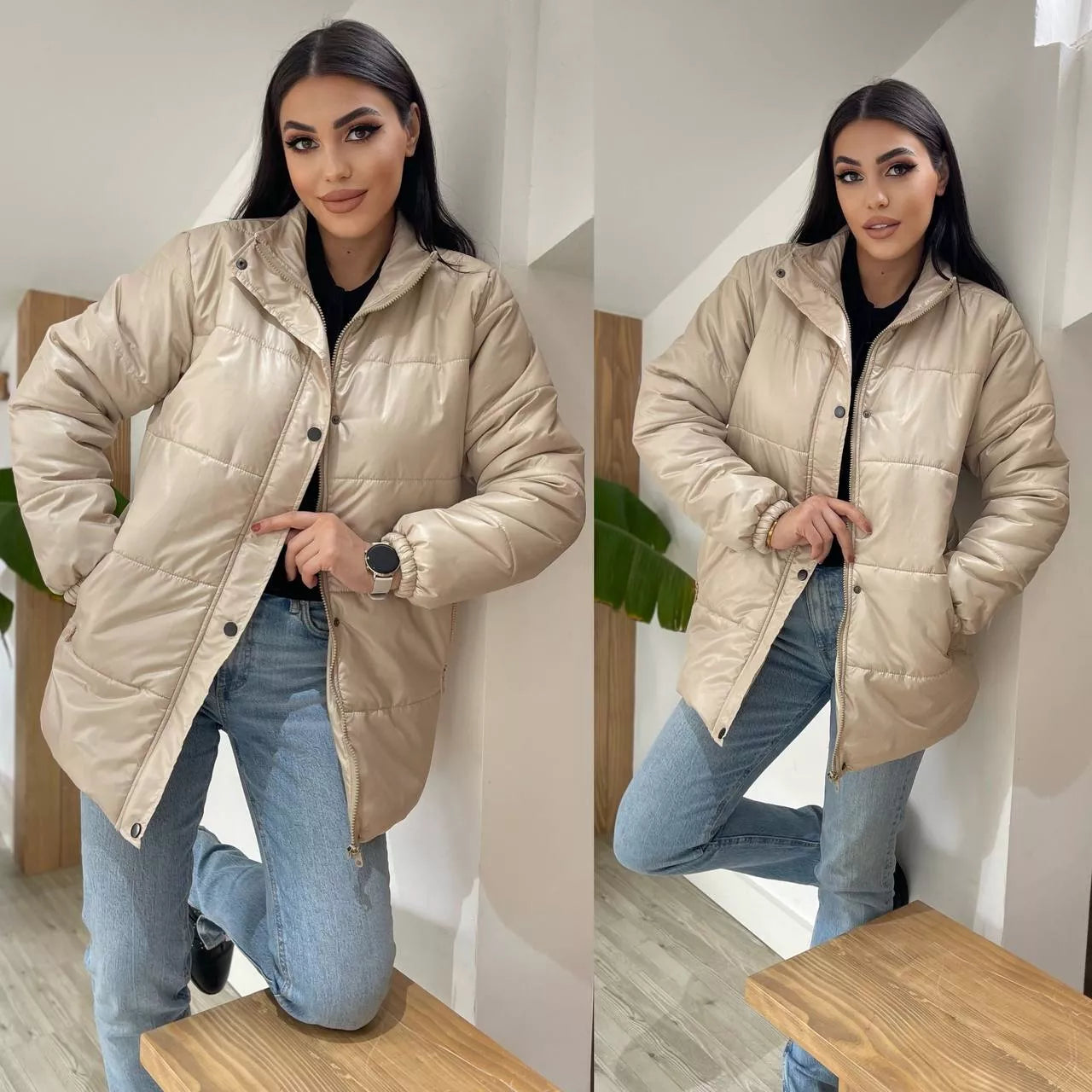 Stilīga sieviešu brūna jaka Gebor