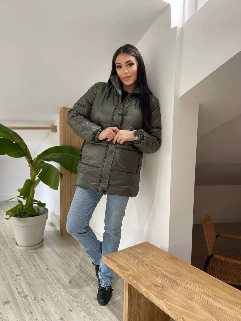 Stilīga sieviešu haki krāsas jaka Gebor