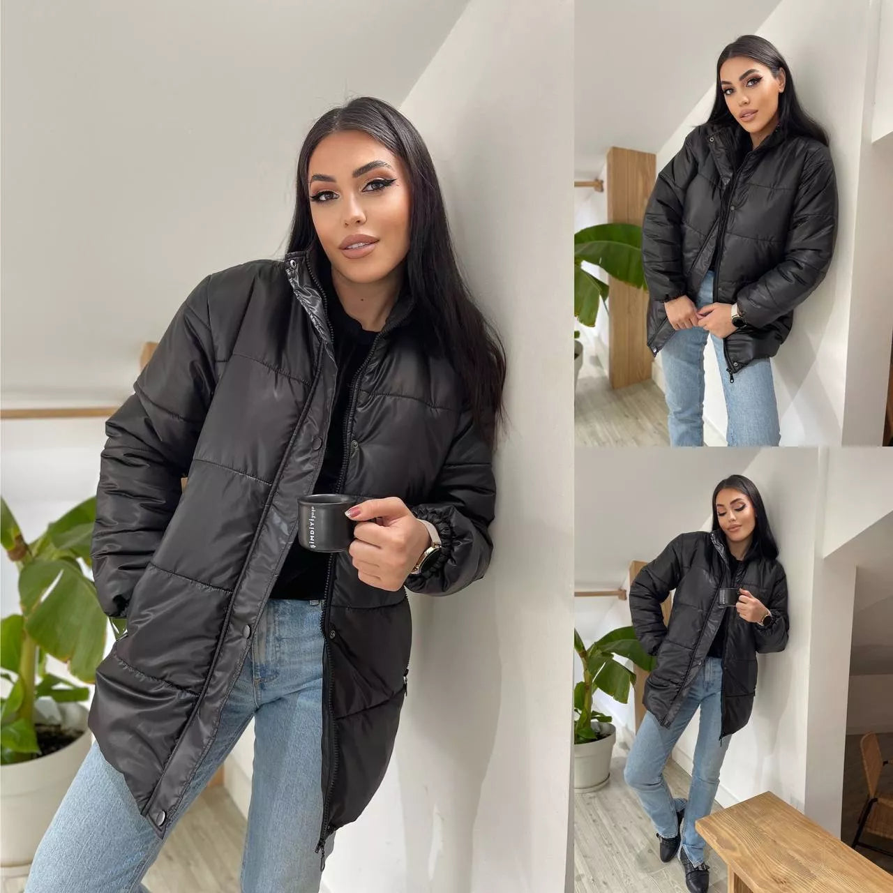 Stilīga sieviešu melna jaka Gebor