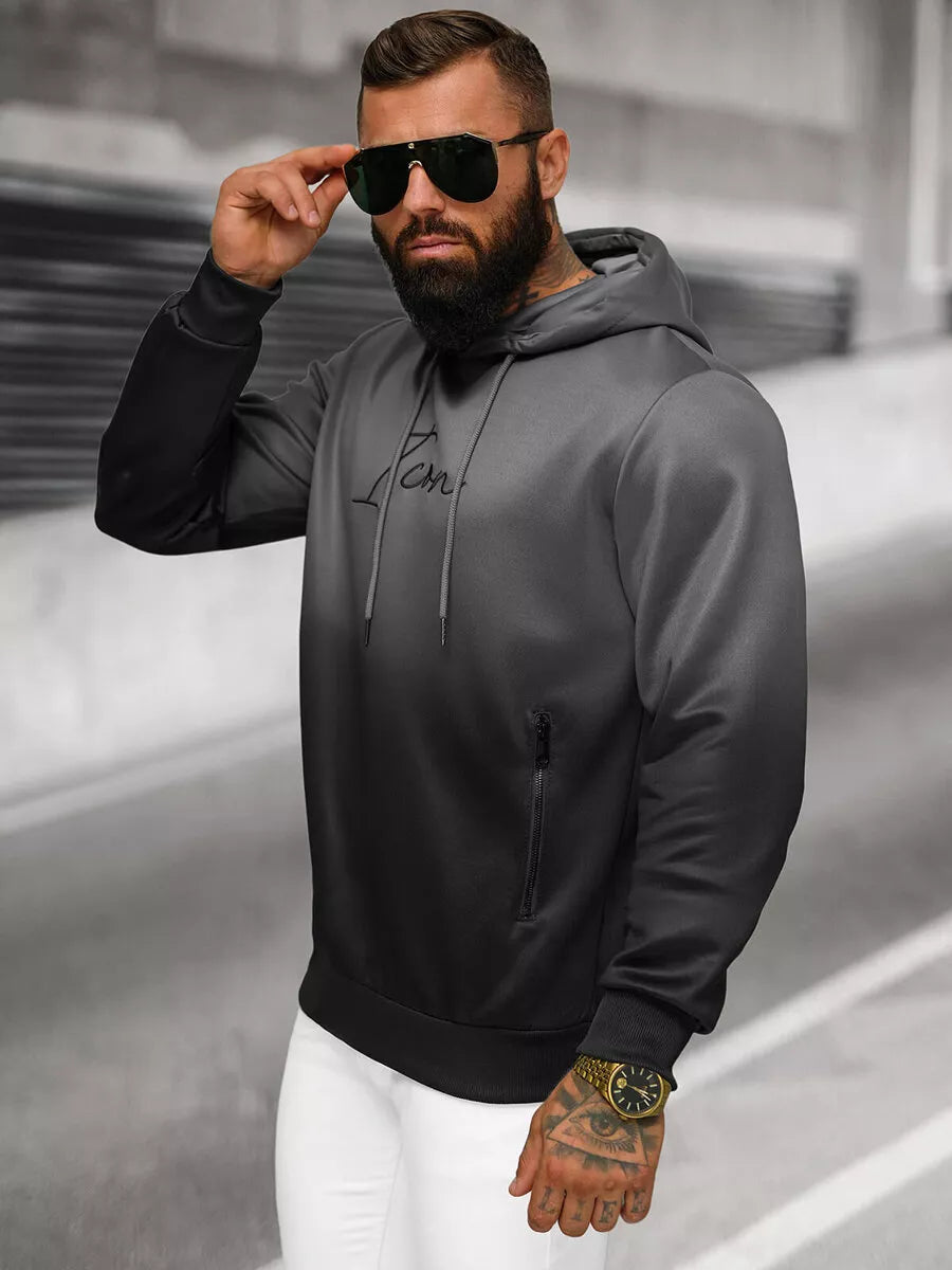 Tumši pelēkmelns vīriešu kapučjakas krekls Milen