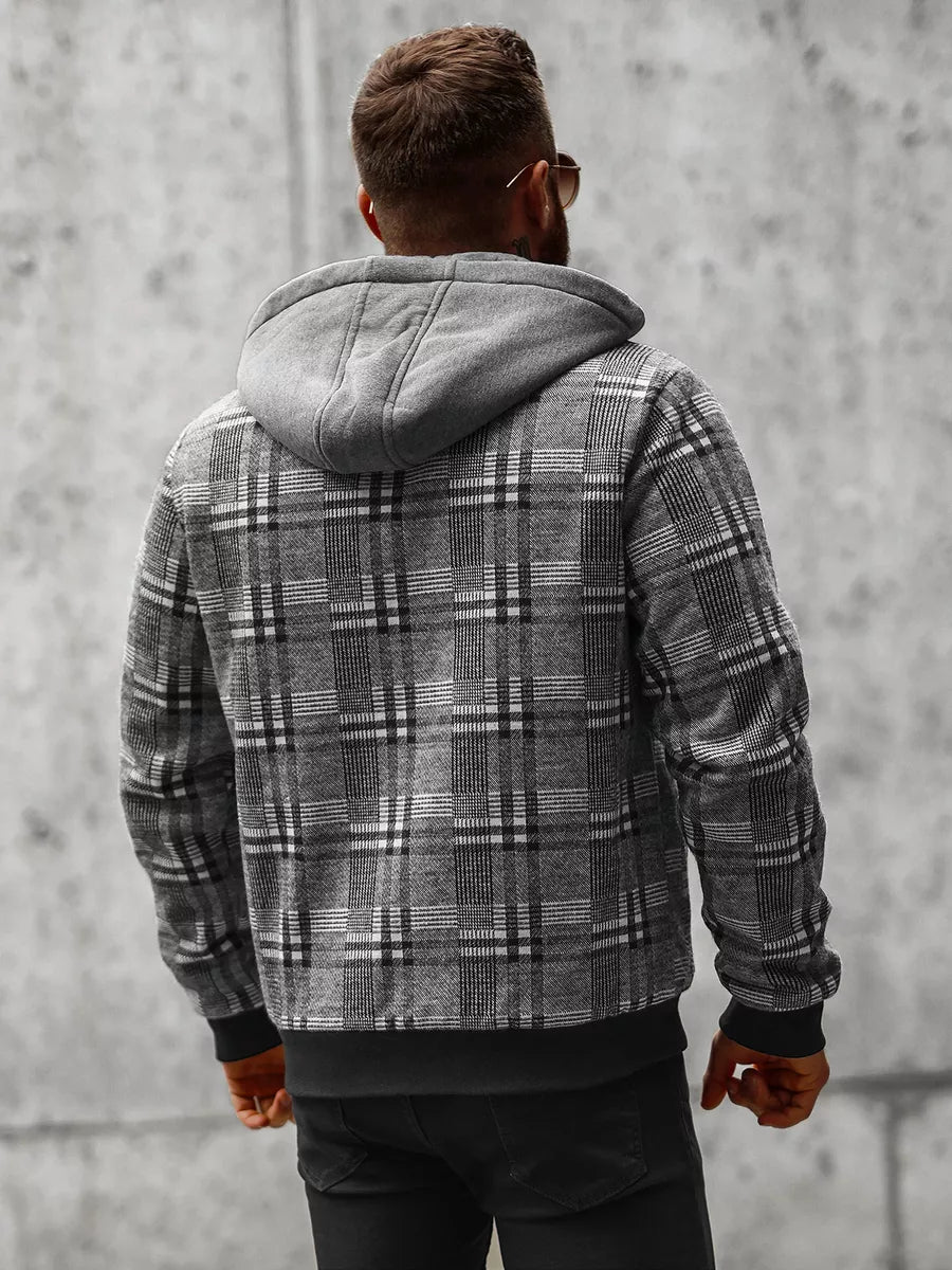 Tumši pelēka vīriešu krekla stila jaka ar kapuci Rori