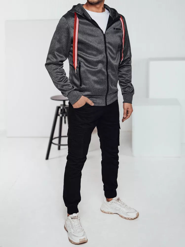 Tumši pelēks vīriešu džemperis ar rāvējslēdzēju