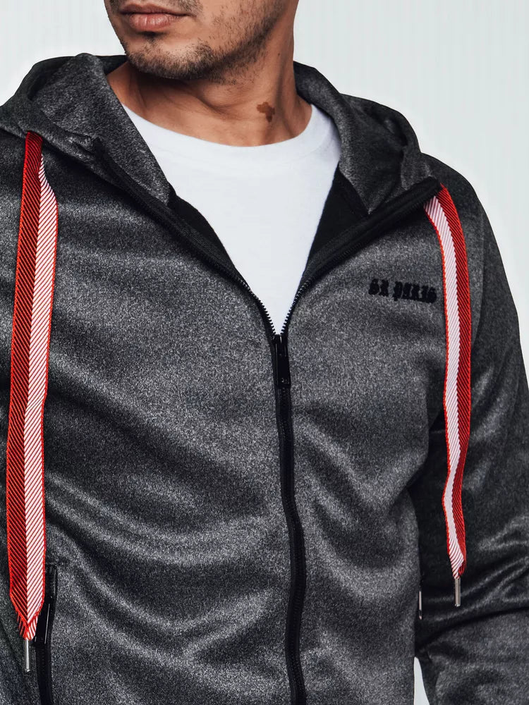 Tumši pelēks vīriešu džemperis ar rāvējslēdzēju