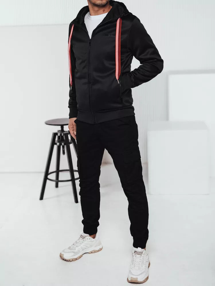 Melns vīriešu džemperis ar rāvējslēdzēju