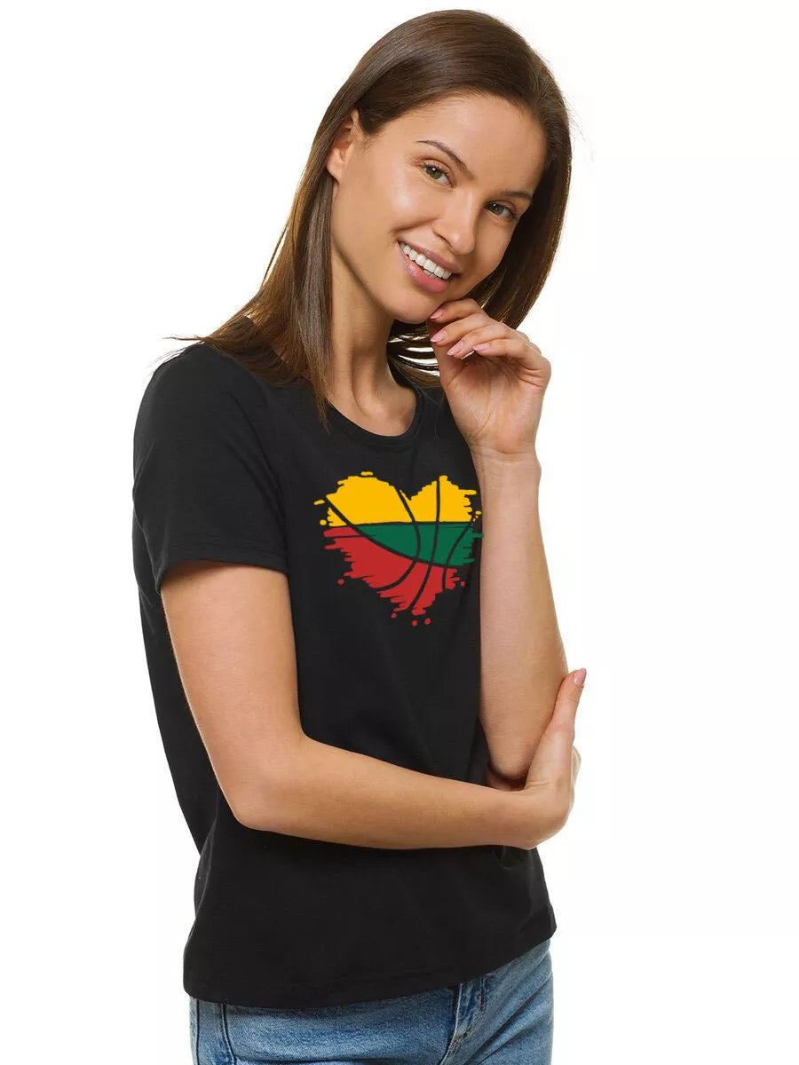 Sieviešu melns T-krekls LTU