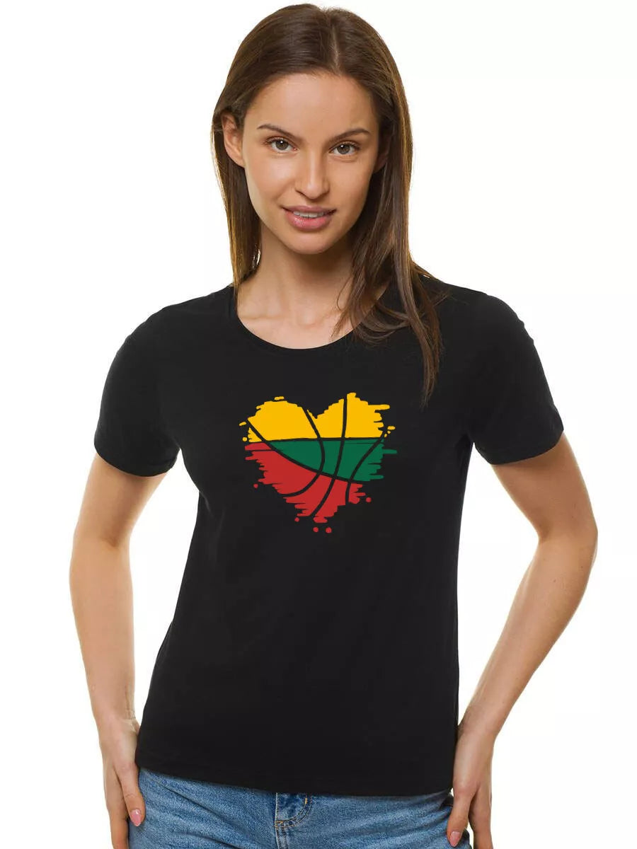 Sieviešu melns T-krekls LTU