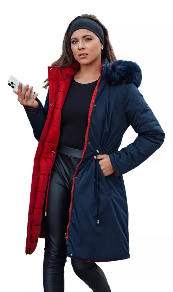 Tumši zila sieviešu divpusēja jaka Adnel