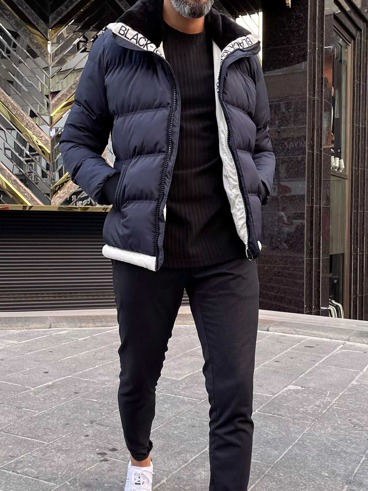 Tumši zila vīriešu jaka bez kapuces Tido