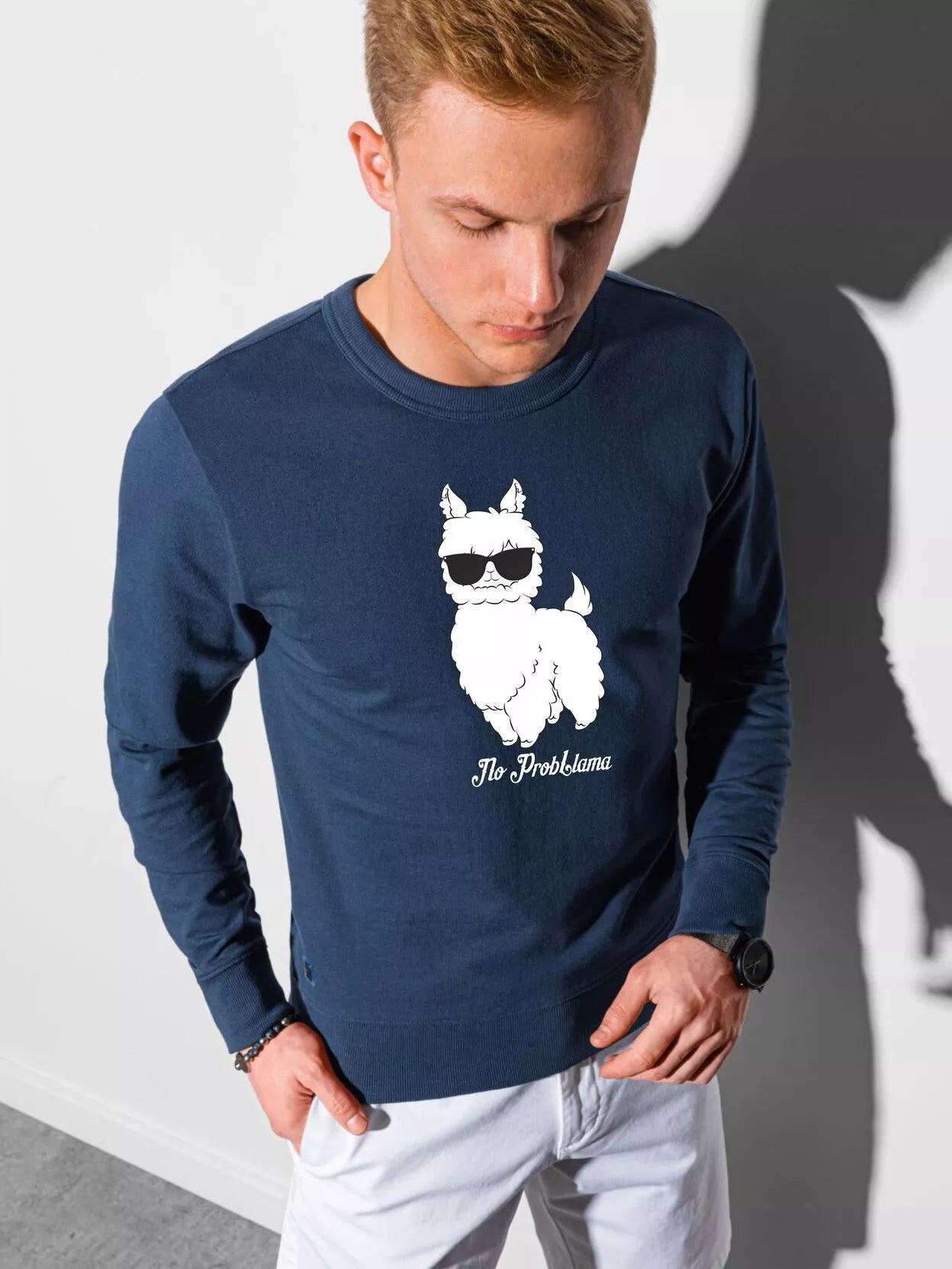 Tumši zils džemperis No ProbLlama 