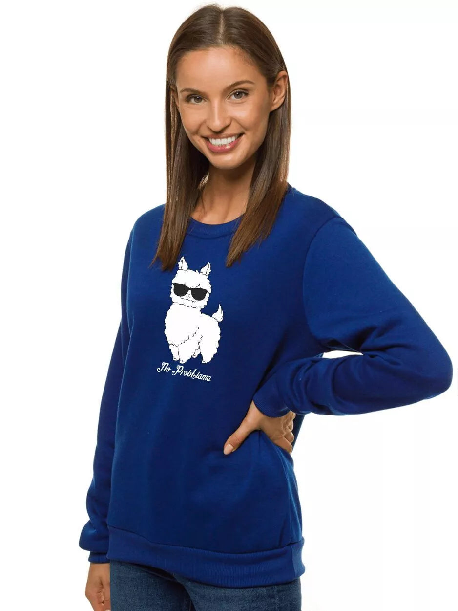 Sieviešu tumši zils kapučjakas džemperis No ProbLama