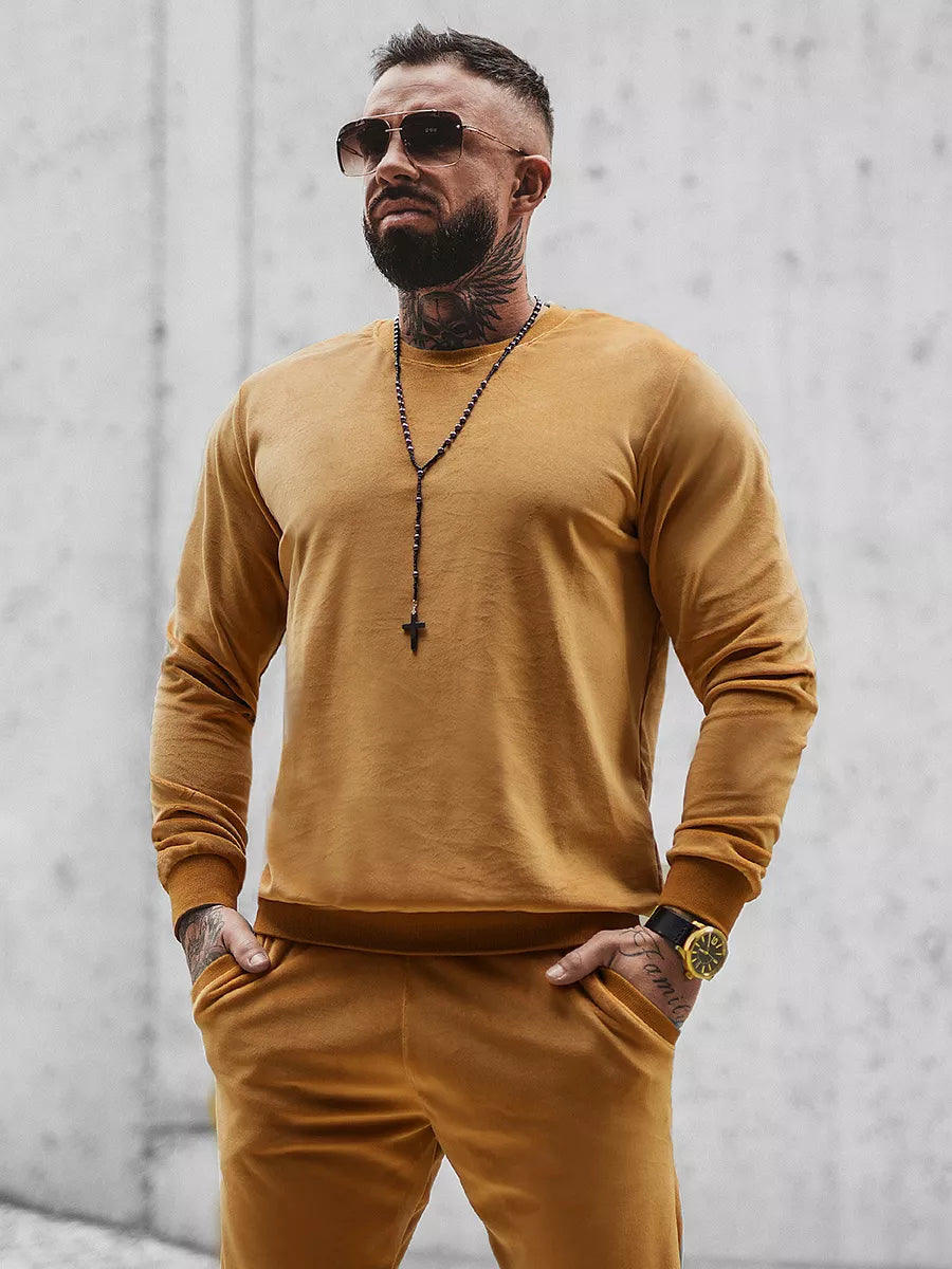 Vīriešu brūns velūra brīvā laika komplekts Kafil.