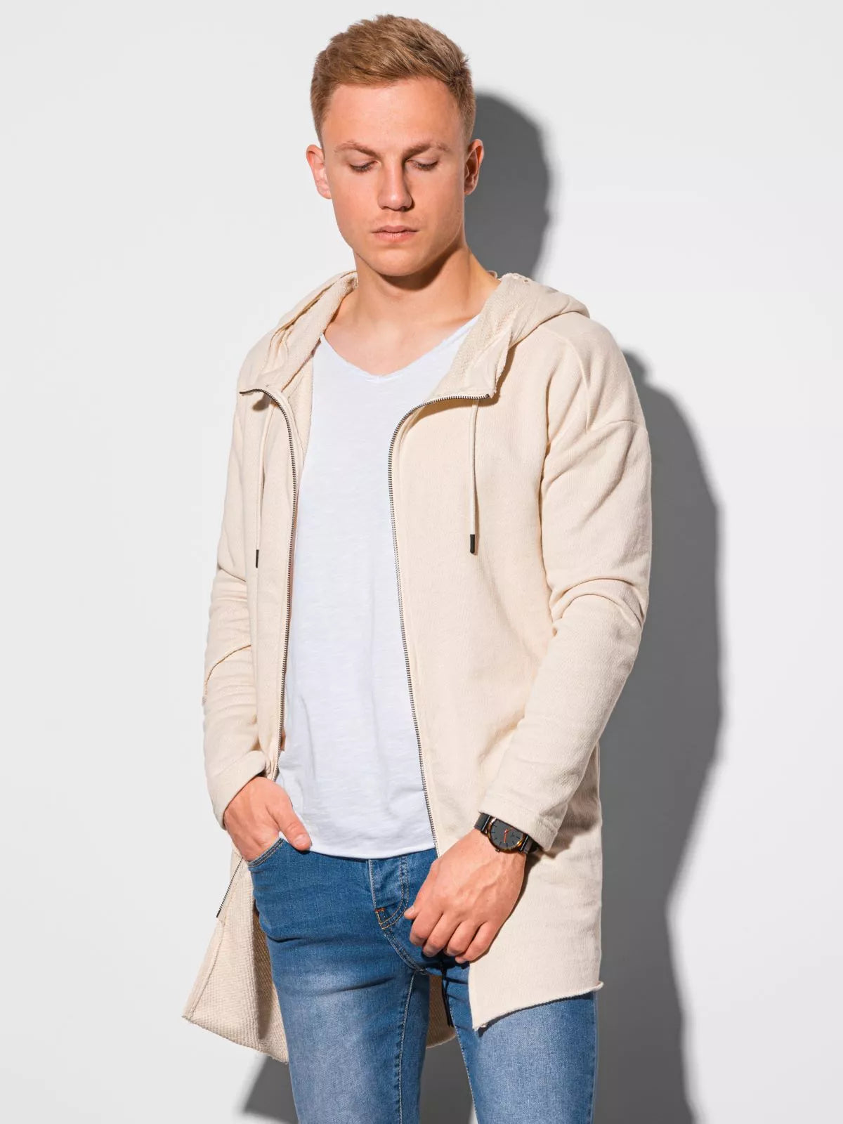 Vīriešu balts džemperis Stivin