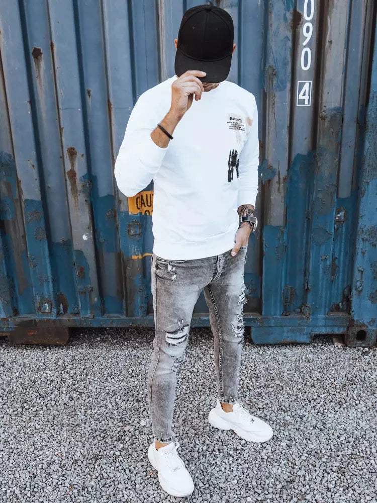 Vīriešu balts džemperis Vate