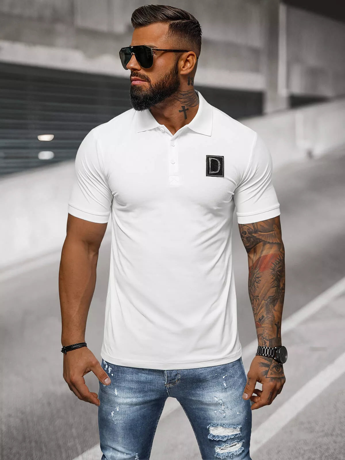 Vīriešu balts polo krekls Tirol