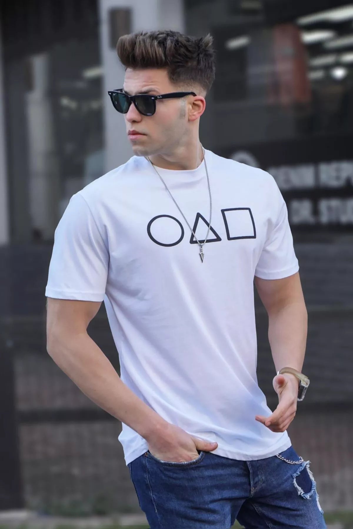 Vīriešu balts T-krekls "Game"