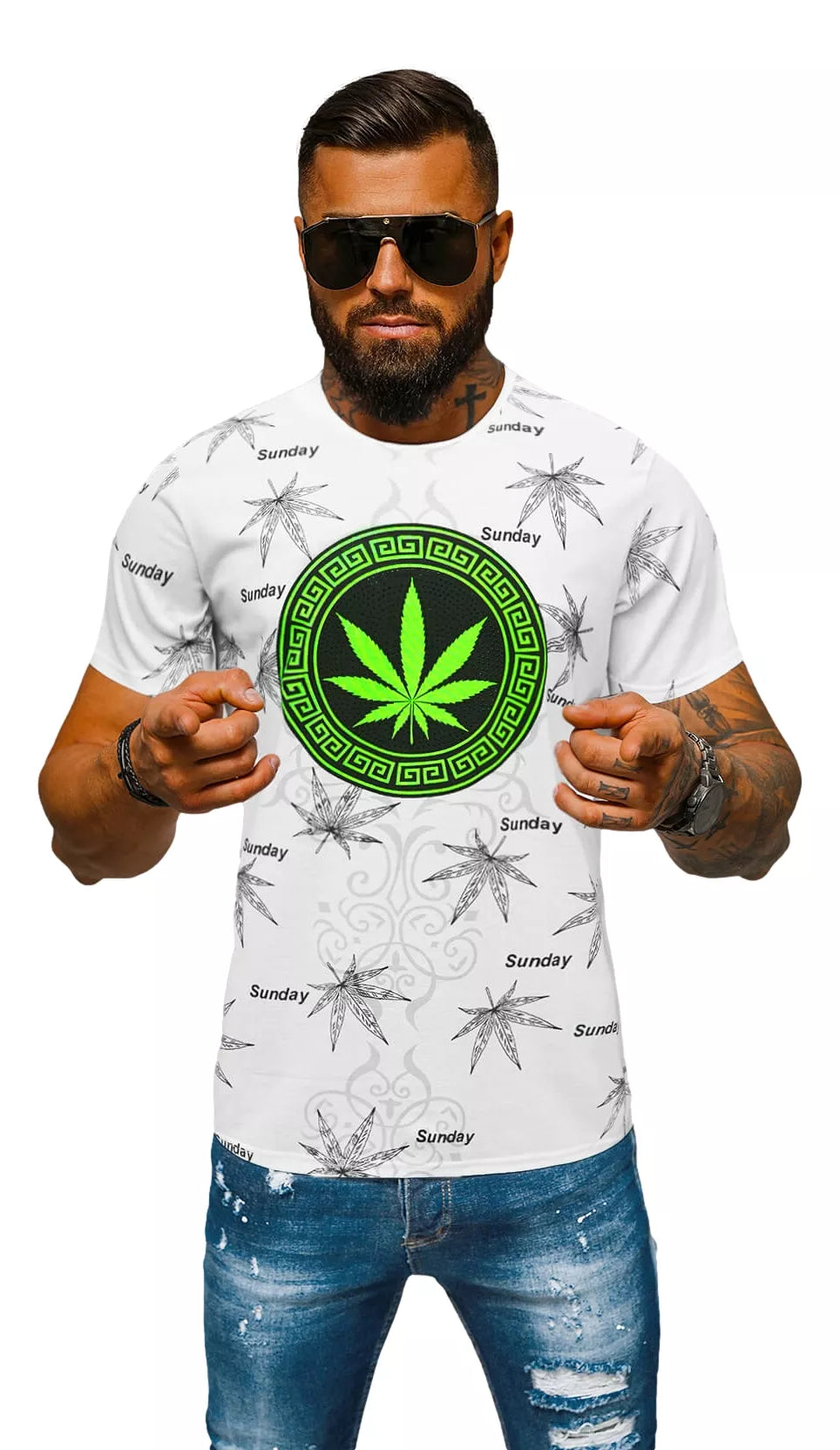 Vīriešu balts T-krekls "Sunday"