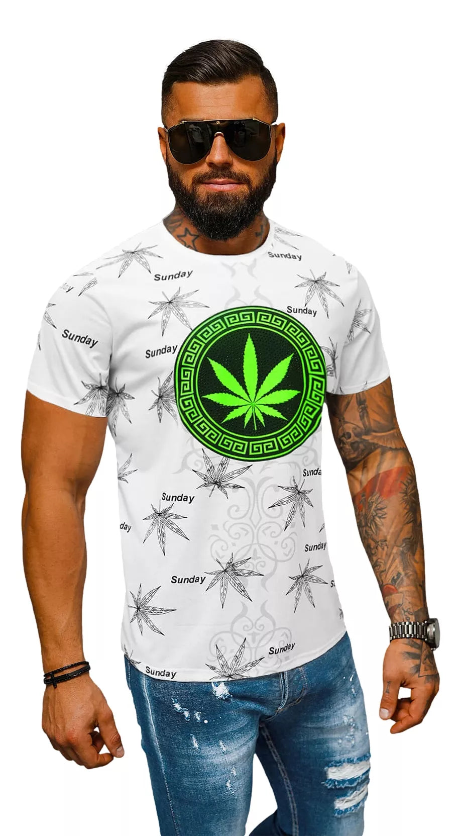 Vīriešu balts T-krekls "Sunday"