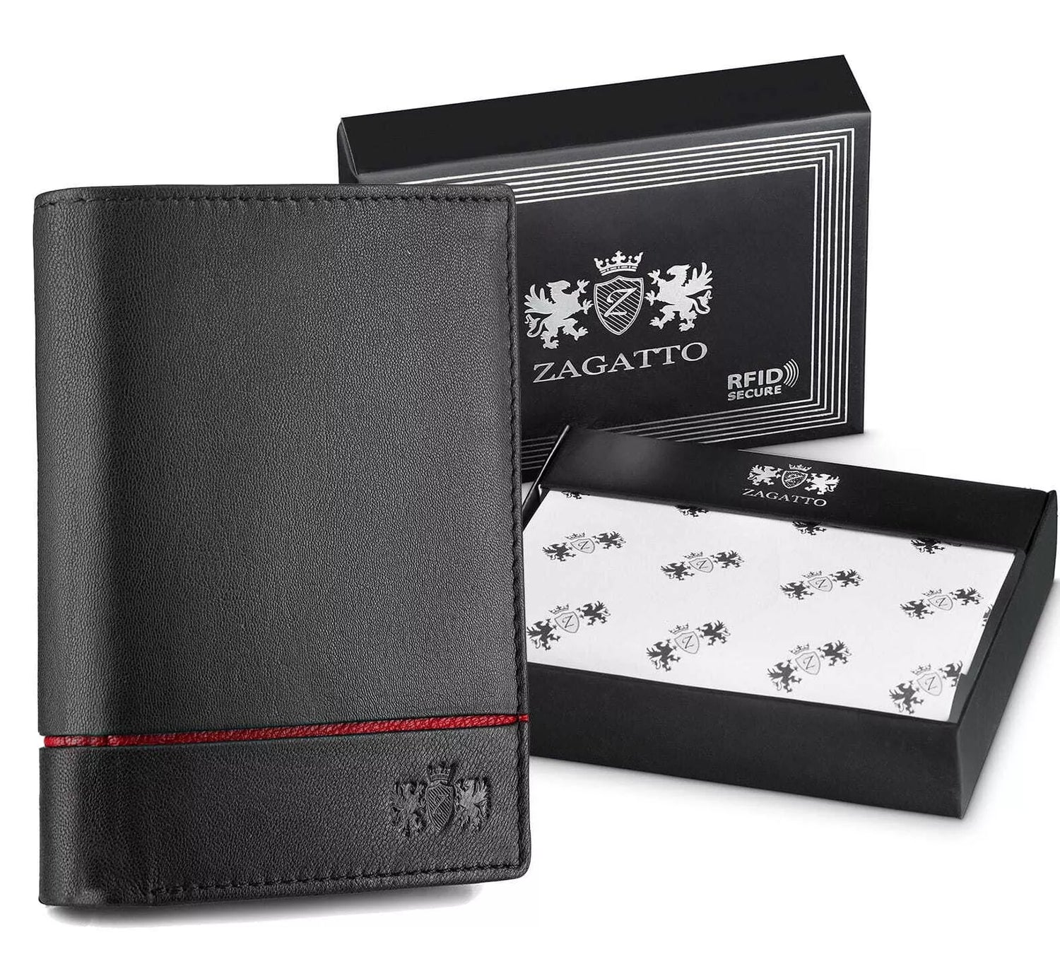 Vīriešu maks, kas izgatavots no īstas ādas Duger (ar sarkanu detaļu) 