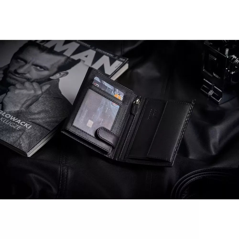 Vīriešu maks, kas izgatavots no īstas ādas Rodney (melns)