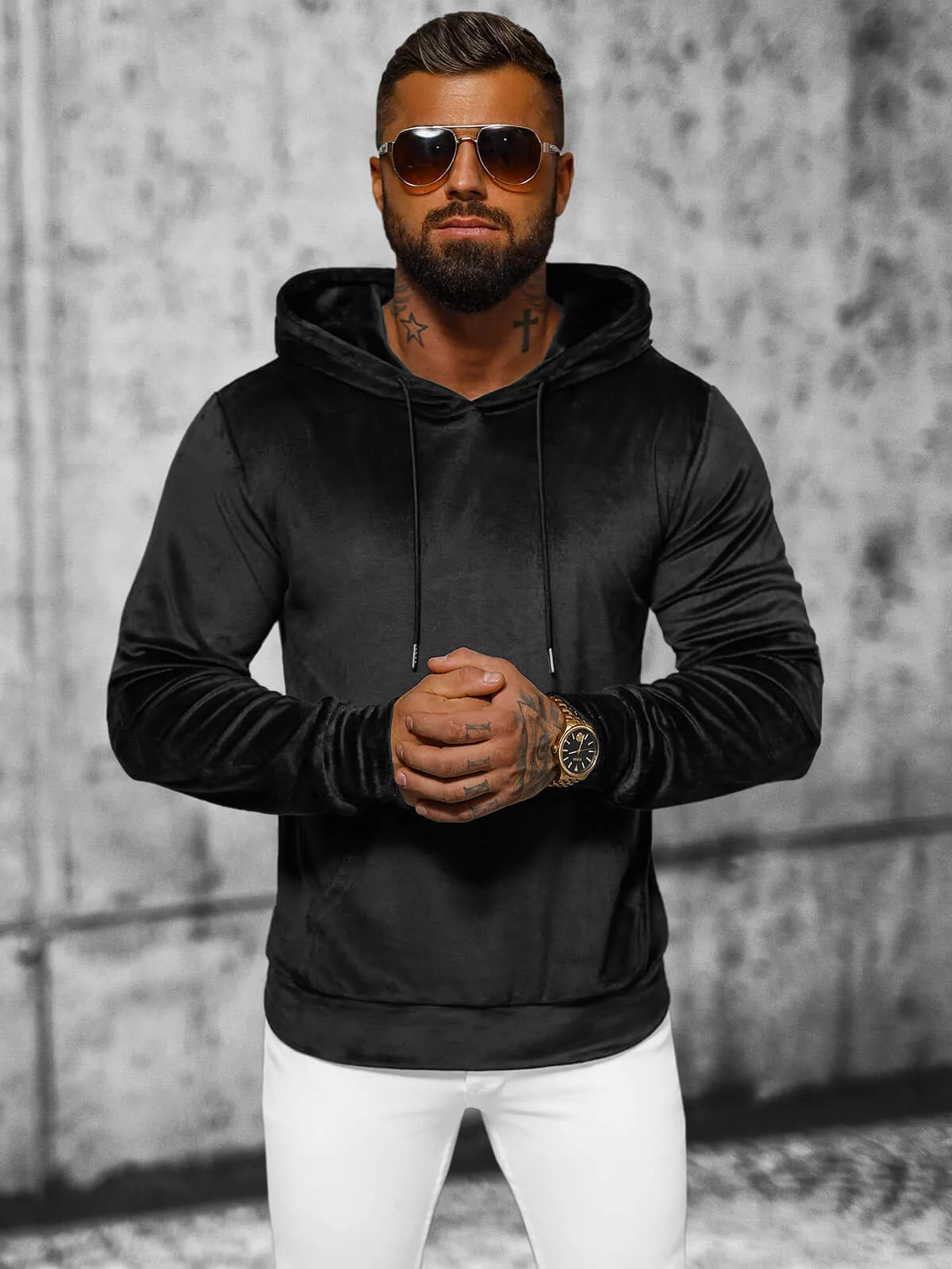 Vīriešu velūra kapučjaka