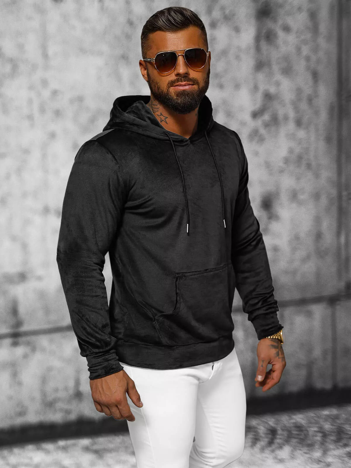 Vīriešu velūra kapučjaka