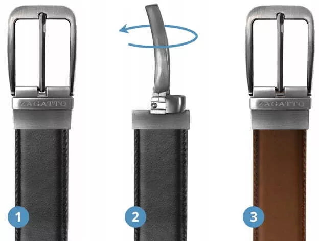 Vīriešu divpusēja ādas josta Brandy (melna/brūna) 