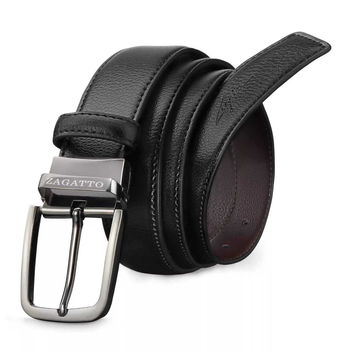 Vīriešu divpusēja ādas josta Brandy (melna/brūna) 